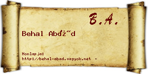 Behal Abád névjegykártya